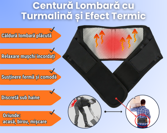 Centură Lombară cu Turmalină și Efect Termic