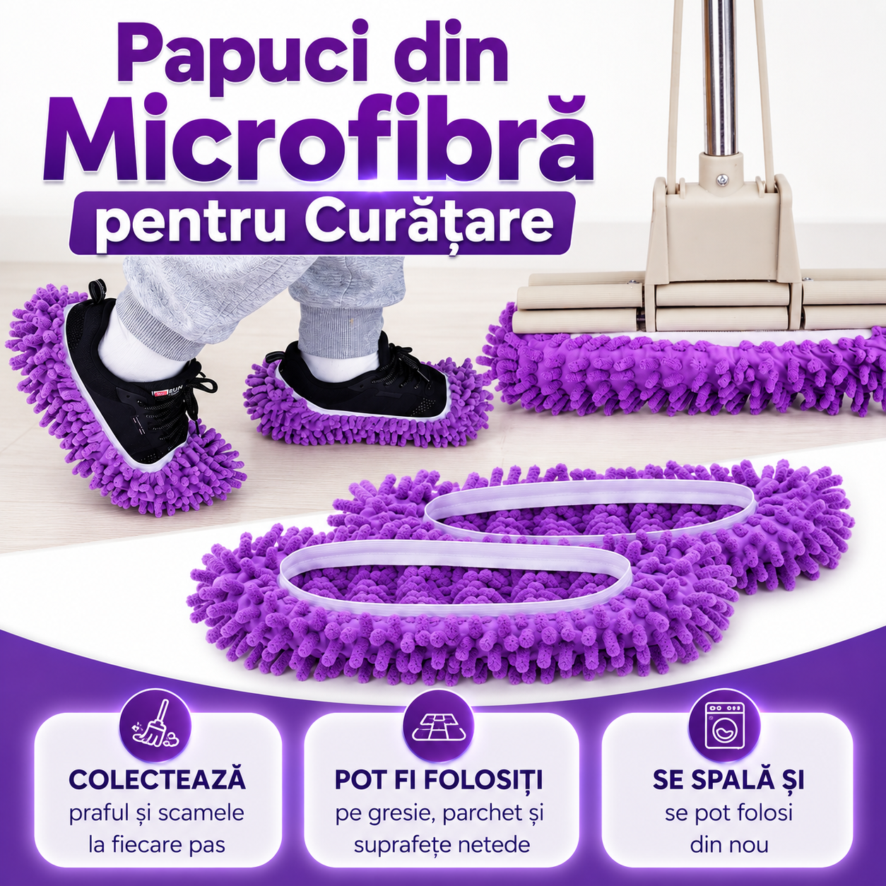 Papuci din Microfibră pentru Curățare