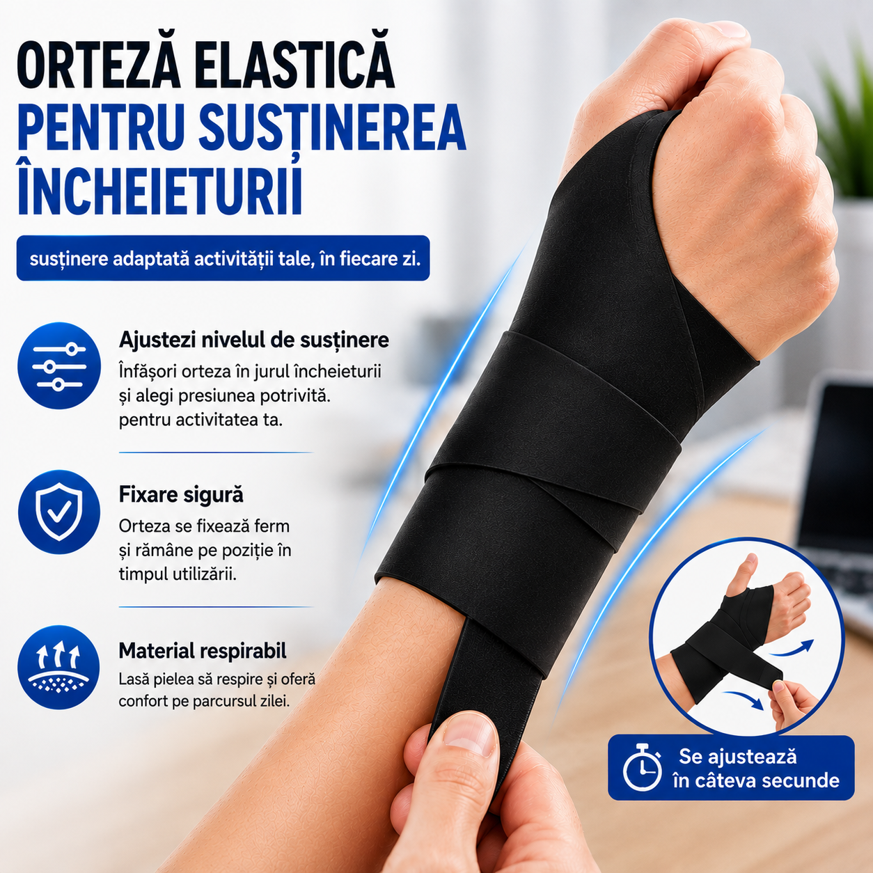 Orteză Elastică pentru Susținerea Încheieturii