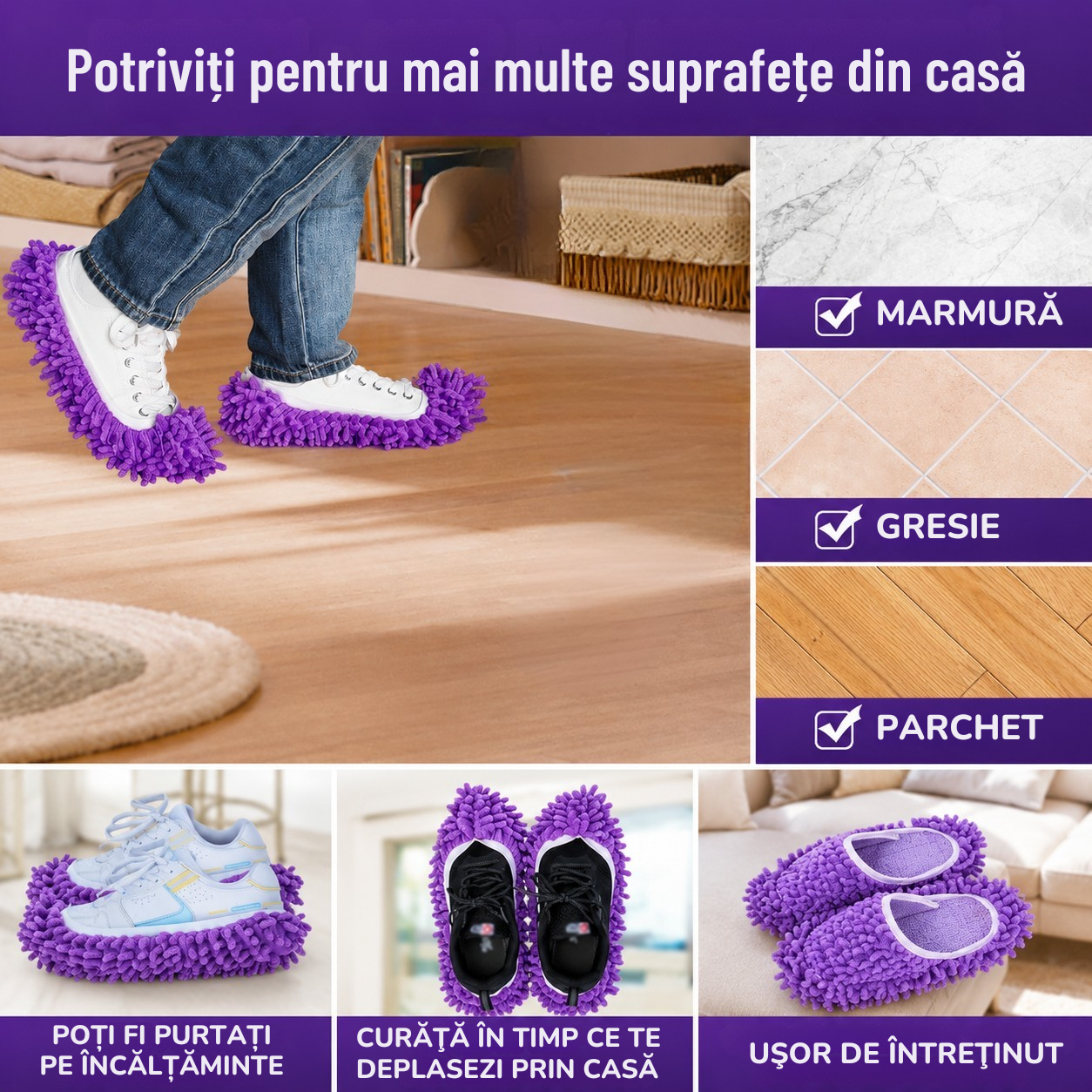 Papuci din Microfibră pentru Curățare
