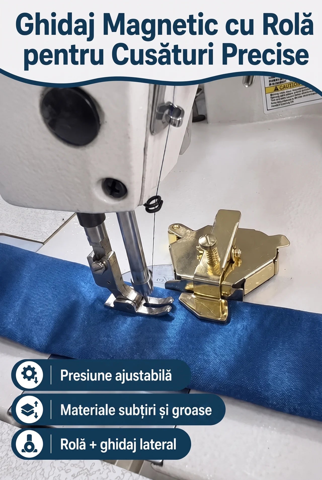 Ghidaj Magnetic cu Rolă pentru Cusături Precise